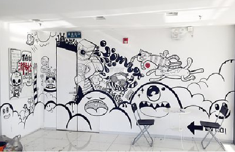 柳城手绘墙并非传统涂鸦。